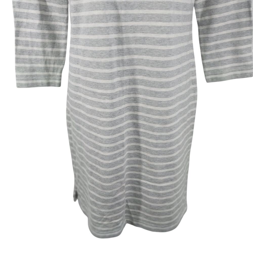 VINEYARD VINES! ASH GRAY & WHITE STRIPED 100% COTTON KNIT LONG SLEEVE DRESS! S - Picture 5 of 12